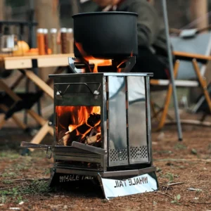 Portable Wood Burning Camping Stove — Foldable Stainless Steel Campfire Stove
